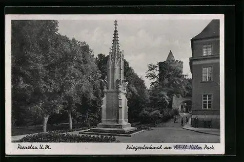 AK Prenzlau U. M., Kriegerdenkmal am Park