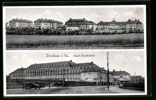 AK Zwickau i. Sa., Staatl. Krankenstift, Totalansicht