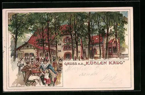 Lithographie Karlsruhe, Gasthaus zum Kühlen Krug
