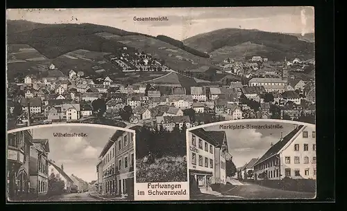 AK Furtwangen im Schwarzwald, Wilhelmstrasse, Marktplatz-Bismarckstrasse