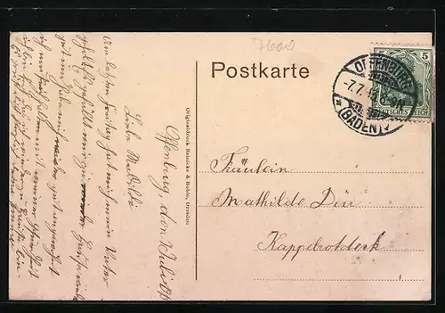 AK Offenburg, Haupt-Str. mit Kirche