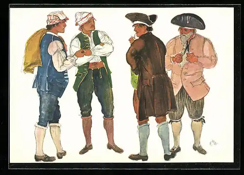 Künstler-AK sign. E. Biéler: Vevey, Fete des Vignerons 1927, Les Laboureurs, Series des Saisons