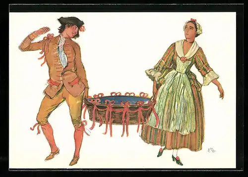 Künstler-AK sign. E. Biéler: Vevey, Fete des Vignerons 1927, Porteurs des Saisons, Serie des Saisons