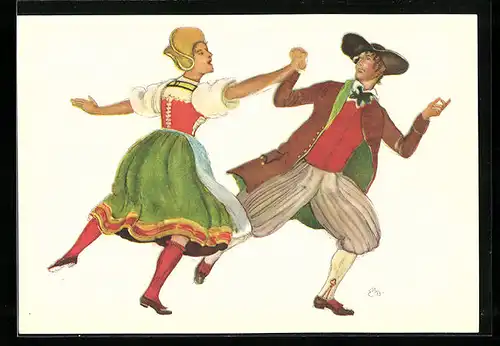 Künstler-AK sign. E. Biéler: Vevey, Fete des Vignerons 1927, Canton d`Argovie, Serie de la Noce, Tracht