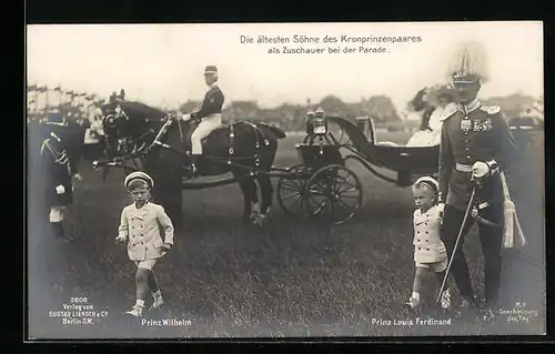 AK Prinz Wilhelm und Prinz Louis Ferdinand als Zuschauer bei der Parade