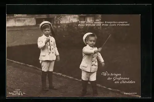 AK Prinz Wilhelm und Prinz Louis Ferdinand geben ein Ständchen