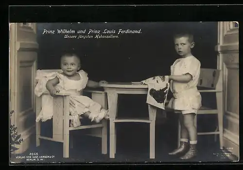 AK Prinz Wilhelm und Prinz Louis Ferdinand am Esstisch