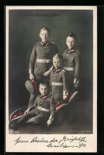 AK Die Kronprinzlichen Söhne in Uniform