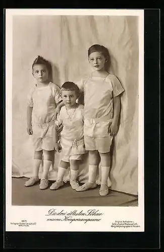 AK Die drei ältesten Söhne des Kronprinzenpaares