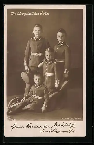 AK Die Söhne des Kronprinzen Wilhelm von Preussen