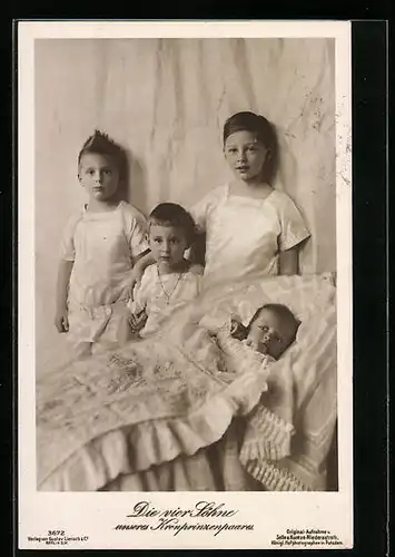 AK Die vier Söhne unseres Kronprinzenpaares