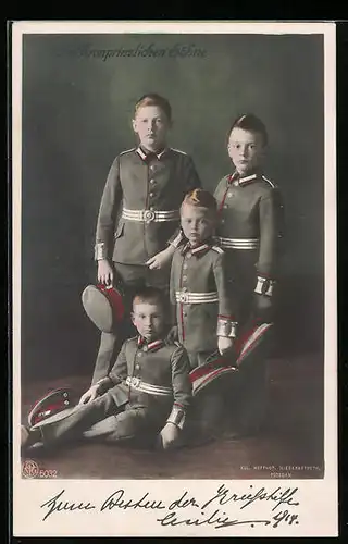 AK Die Söhne des Kronprinzenpaares in Uniform