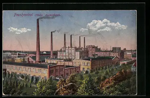 AK Frankenthal /Pfalz, Zuckerfabrik aus der Vogelschau