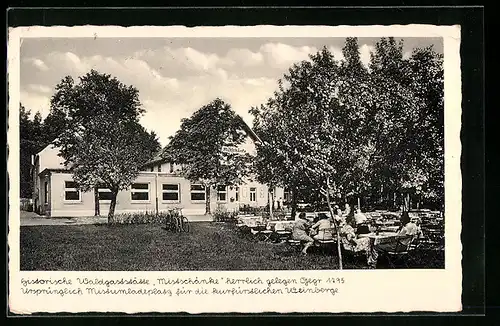 AK Weinböhla, Historische Waldgaststätte Mistschänke mit Garten