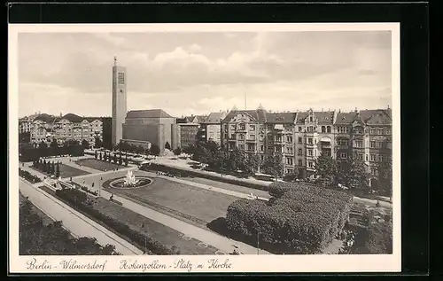 AK Berlin-Wilmersdorf, Hohenzollern-Platz mit Kirche