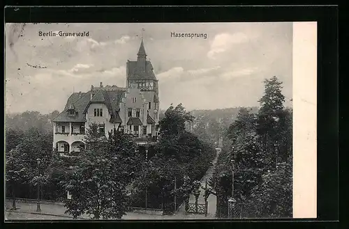 AK Berlin-Grunewald, Blick auf Hasensprung, Villa