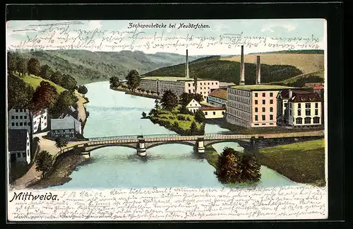 AK Mittweida, Zschopaubrücke bei Neudörfchen