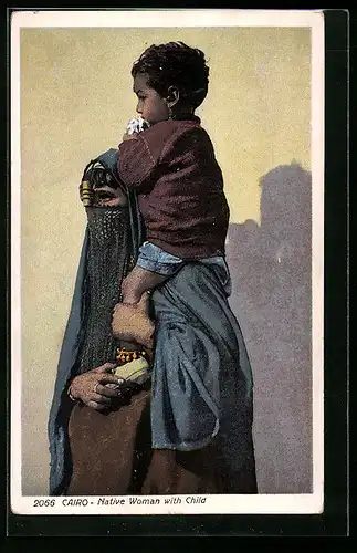 AK Cairo, Native Woman with Child, arabische Volkstypen