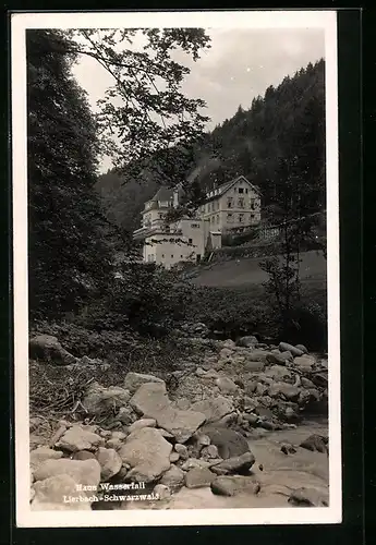 AK Lierbach /Schwarzwald, Haus Wasserfall mit Bach