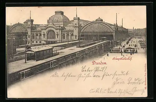 AK Dresden, Blick auf den Hauptbahnhof