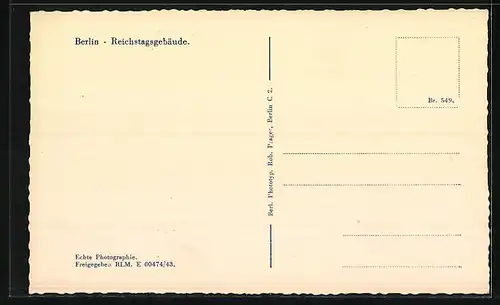 AK Berlin-Tiergarten, Ansicht Reichstagsgebäude