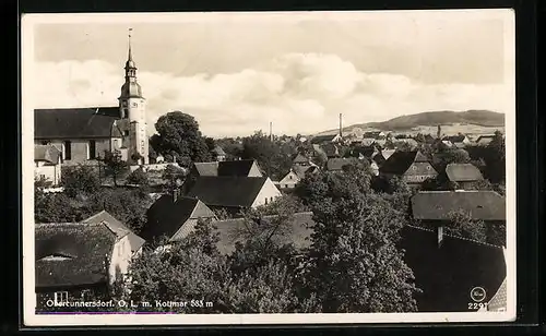 AK Obercunnersdorf /Kottmar, Teilansicht mit Kirche