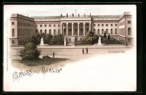 Lithographie Berlin, Blick auf die Universität