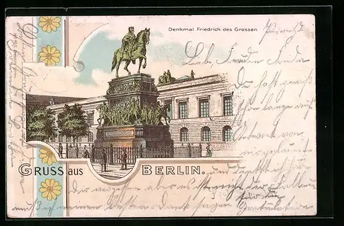 Lithographie Berlin, Denkmal Friedrich des Grossen