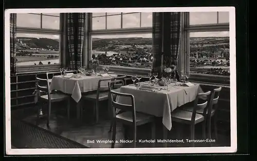 AK Bad Wimpfen a. Neckar, Kurhotel Mathildenbad, Terrassen-Ecke