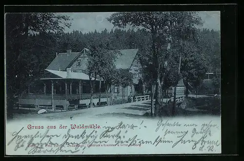Mondschein-AK Braunlage, Partie an der Waldmühle