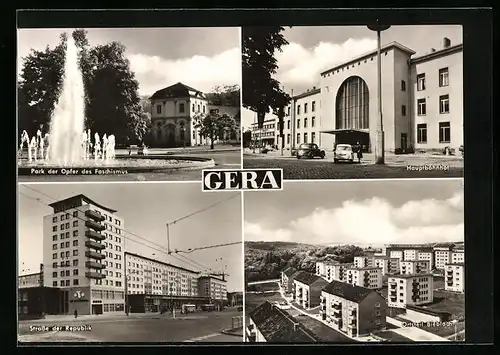 AK Gera, Hauptbahnhof, Bieblach, Strasse der Republik