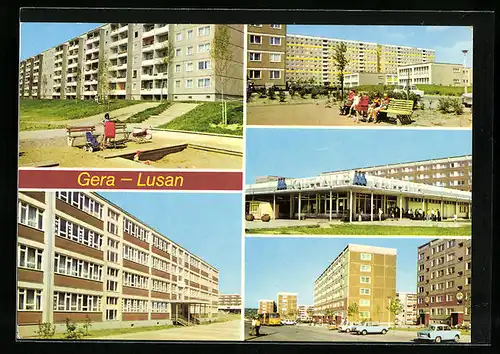 AK Gera-Lusan, Wohnbauten und Kaufhalle