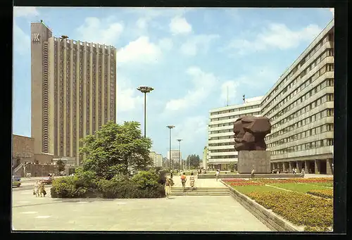 AK Karl-Marx-Stadt, Karl-Marx-Allee mit Hotel Kongress