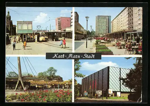 AK Karl-Marx-Stadt, Zentralhaltestelle, Omnibusbahnhof