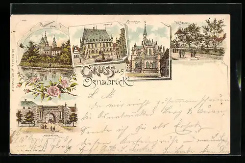 Lithographie Osnabrück, Hegerthor, Viti-Schanze, Dom