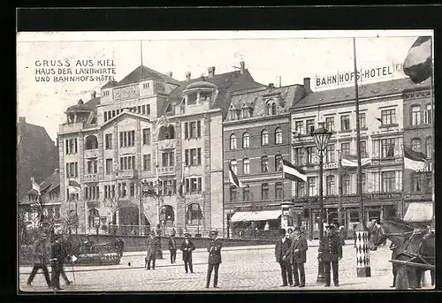 AK Kiel, Ortspartie mit Haus der Landwirte und Bahnhofs-Hotel