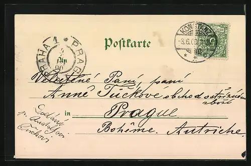 Lithographie Konstanz, Stadtpanorama vom Wasser gesehen