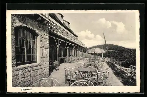 AK Oberderdingen /Wttbg., Gasthaus Weinstube-Weingut-Erbhof Karl Kern, Terrasse