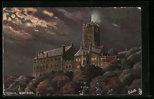 AK Eisenach, Wartburg im Mondschein