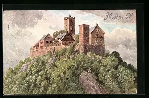 AK Eisenach, Wartburg von Südwesten gesehen