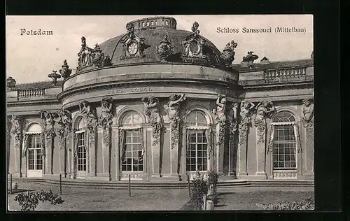 AK Potsdam, Schloss Sanssouci, Mittelbau