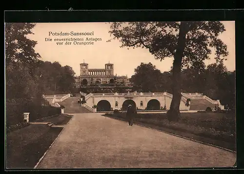 AK Potsdam, Schloss Sanssouci, Anlagen vor der Orangerie