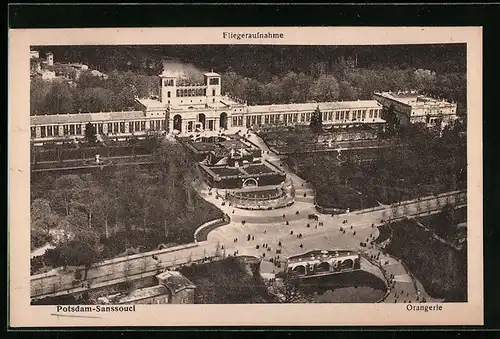AK Potsdam, Schloss Sanssouci, Orangerie, Fliegeraufnahme