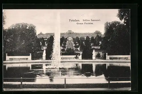 AK Potsdam, Schloss Sanssouci, Grosse Fontäne
