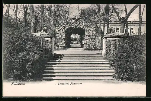 AK Potsdam, Schloss Sanssouci, Felsenthor