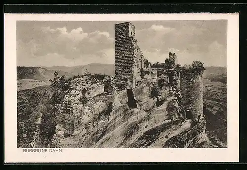 AK Burgruine Dahn, Ansicht aus der Vogelschau