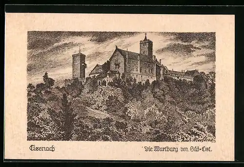 AK Eisenach, Wartburg von Südosten gesehen