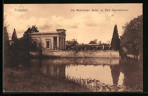 AK Potsdam, Römische Bäder im Park Charlottenhof