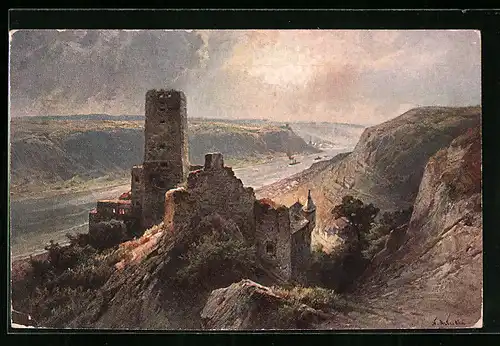 AK Burg Gutenfels, Ansicht aus der Vogelschau