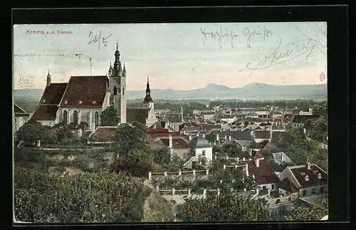 AK Krems an der Donau, Ortsansicht aus der Vogelschau